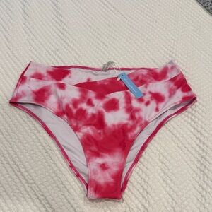 Popvil Pink and White Tie-Dye Bikini Bottom